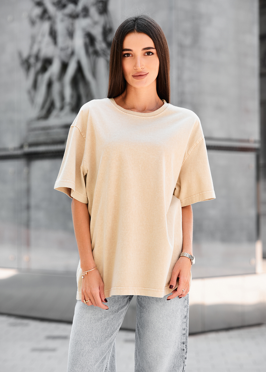 Tricou de damă Staff ri beige oversize
