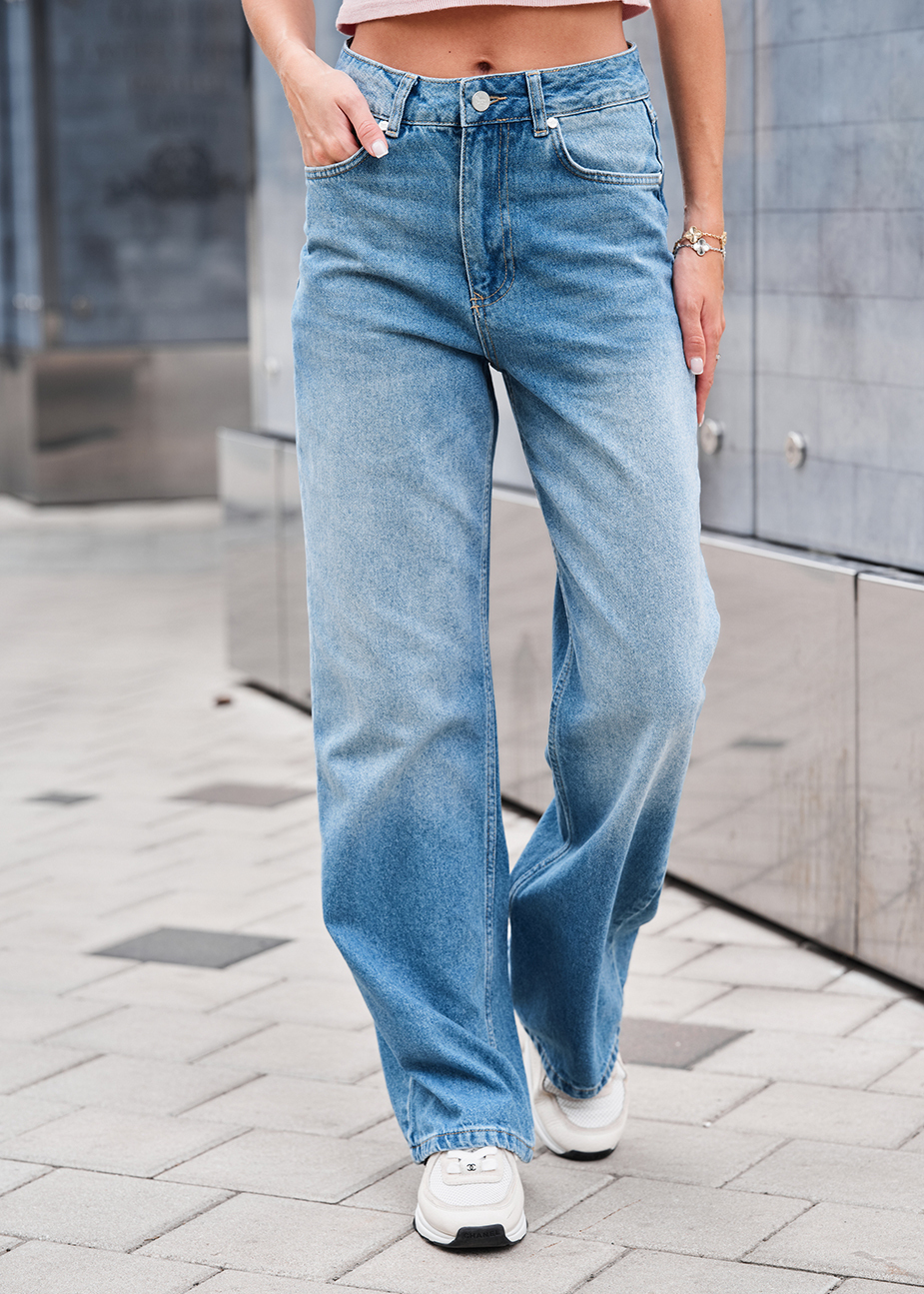 Blugi de damă Staff wide-leg blue