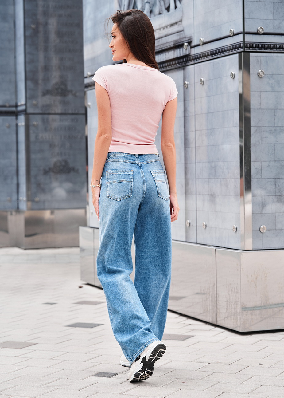 Blugi de damă Staff wide-leg blue