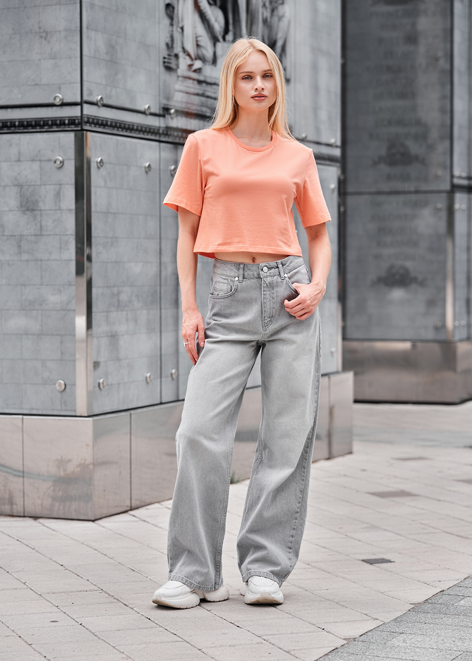 Blugi de damă Staff wide-leg light gray