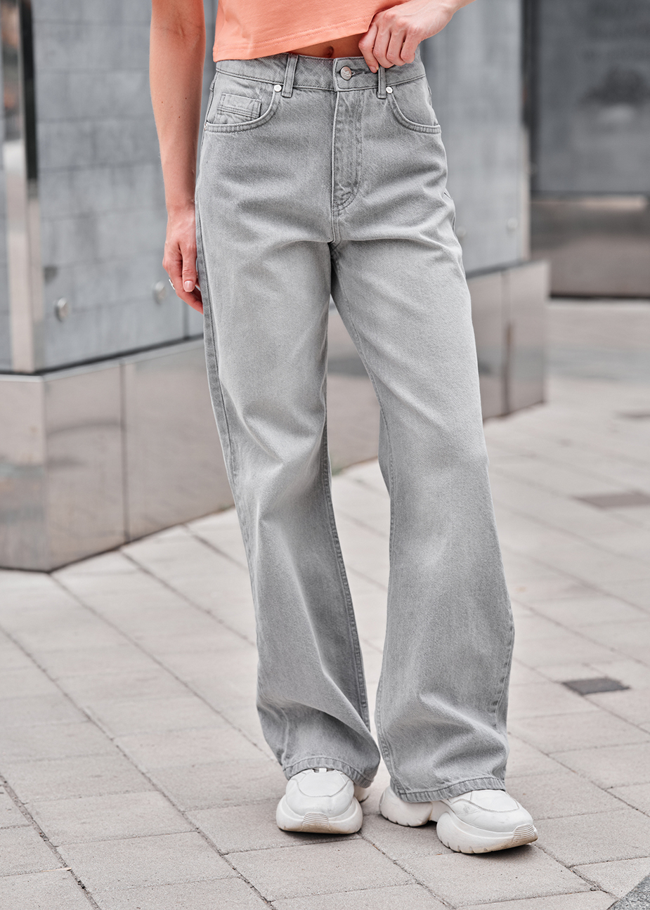 Blugi de damă Staff wide-leg light gray
