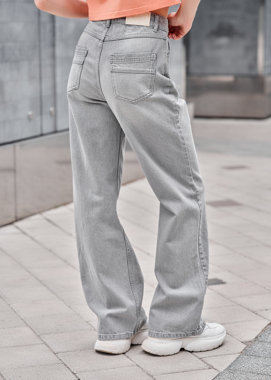 Blugi de damă Staff wide-leg light gray