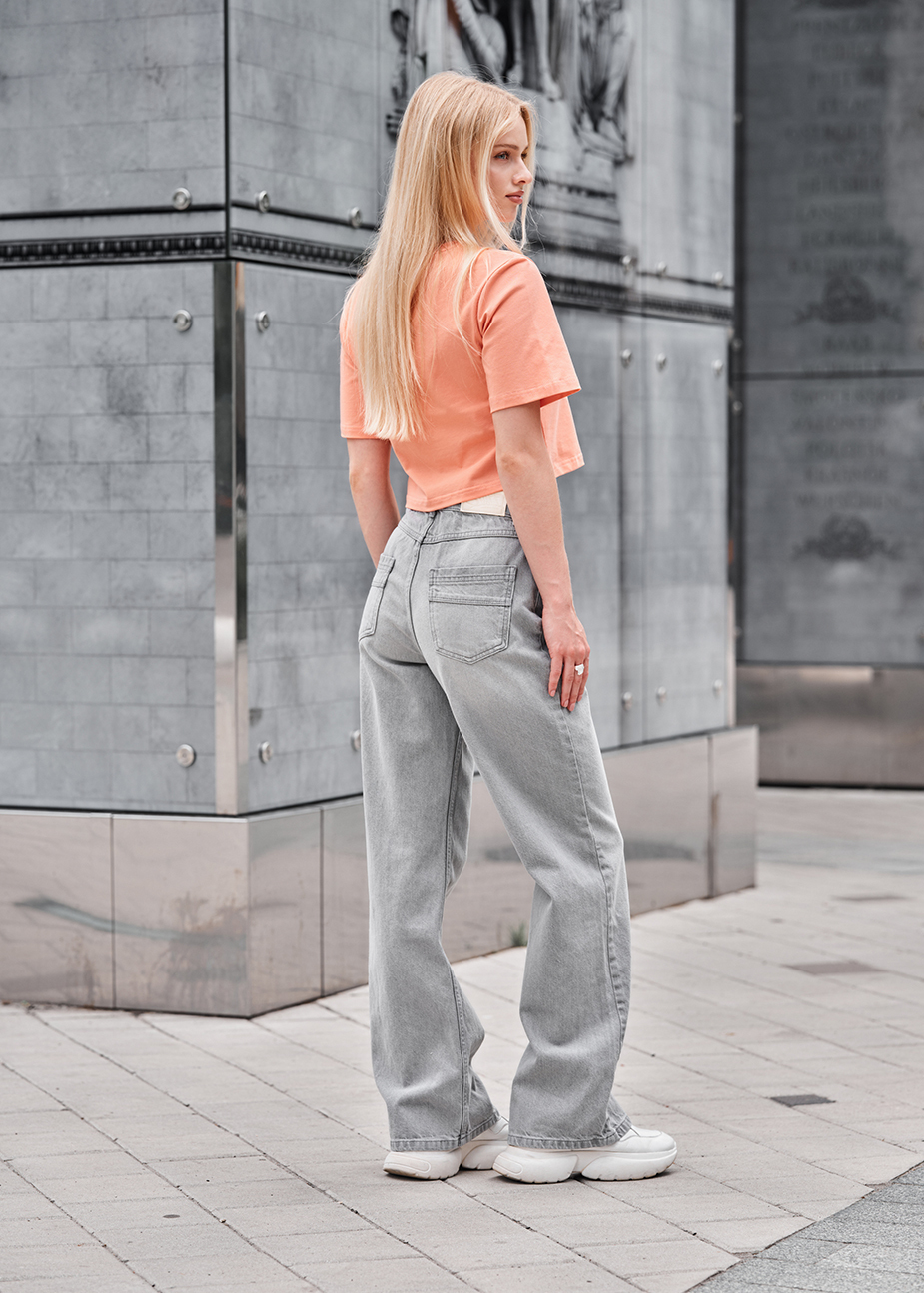 Blugi de damă Staff wide-leg light gray