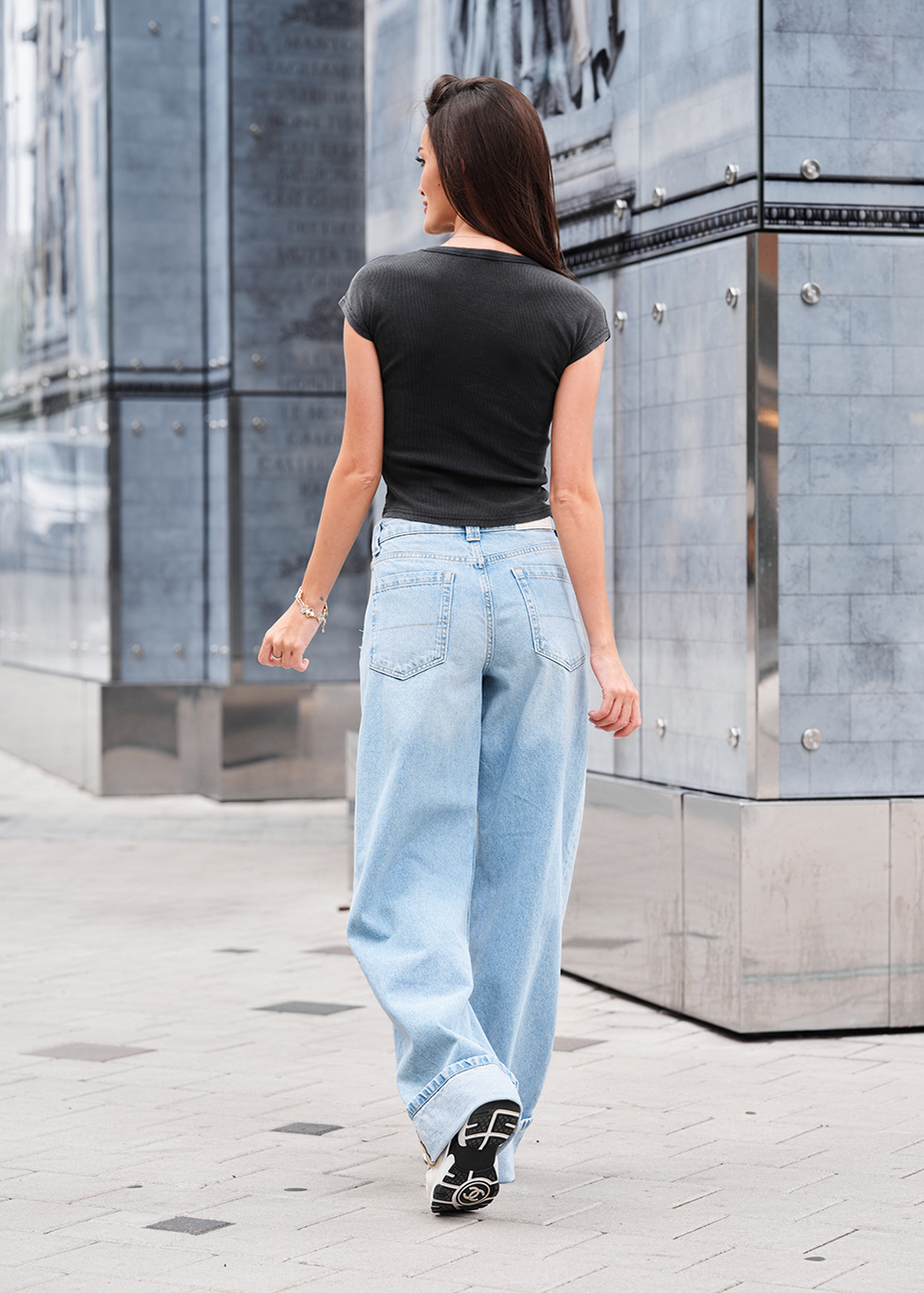 Blugi de damă Staff wide-leg light blue