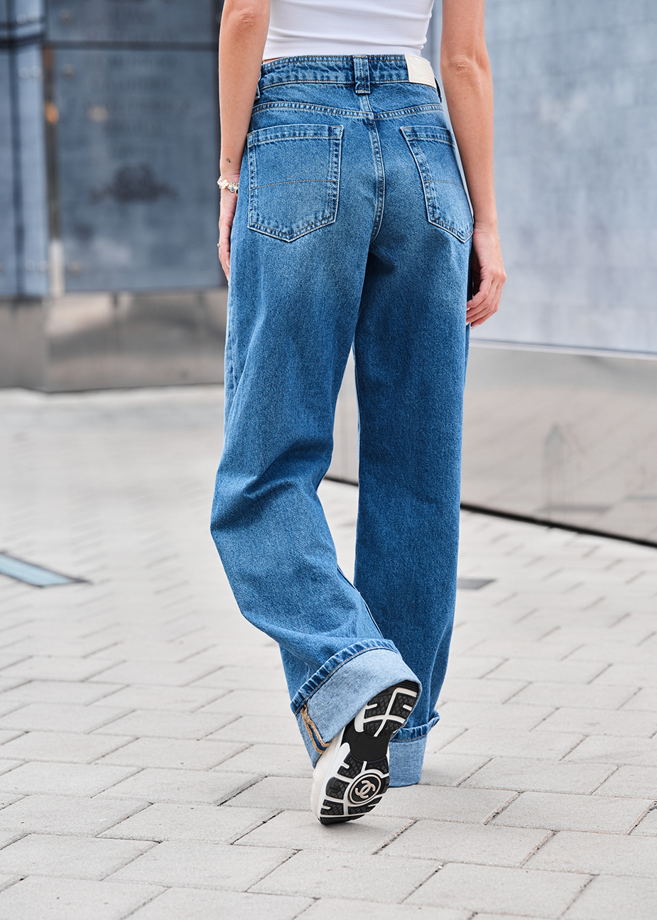 Blugi de damă Staff wide-leg blue
