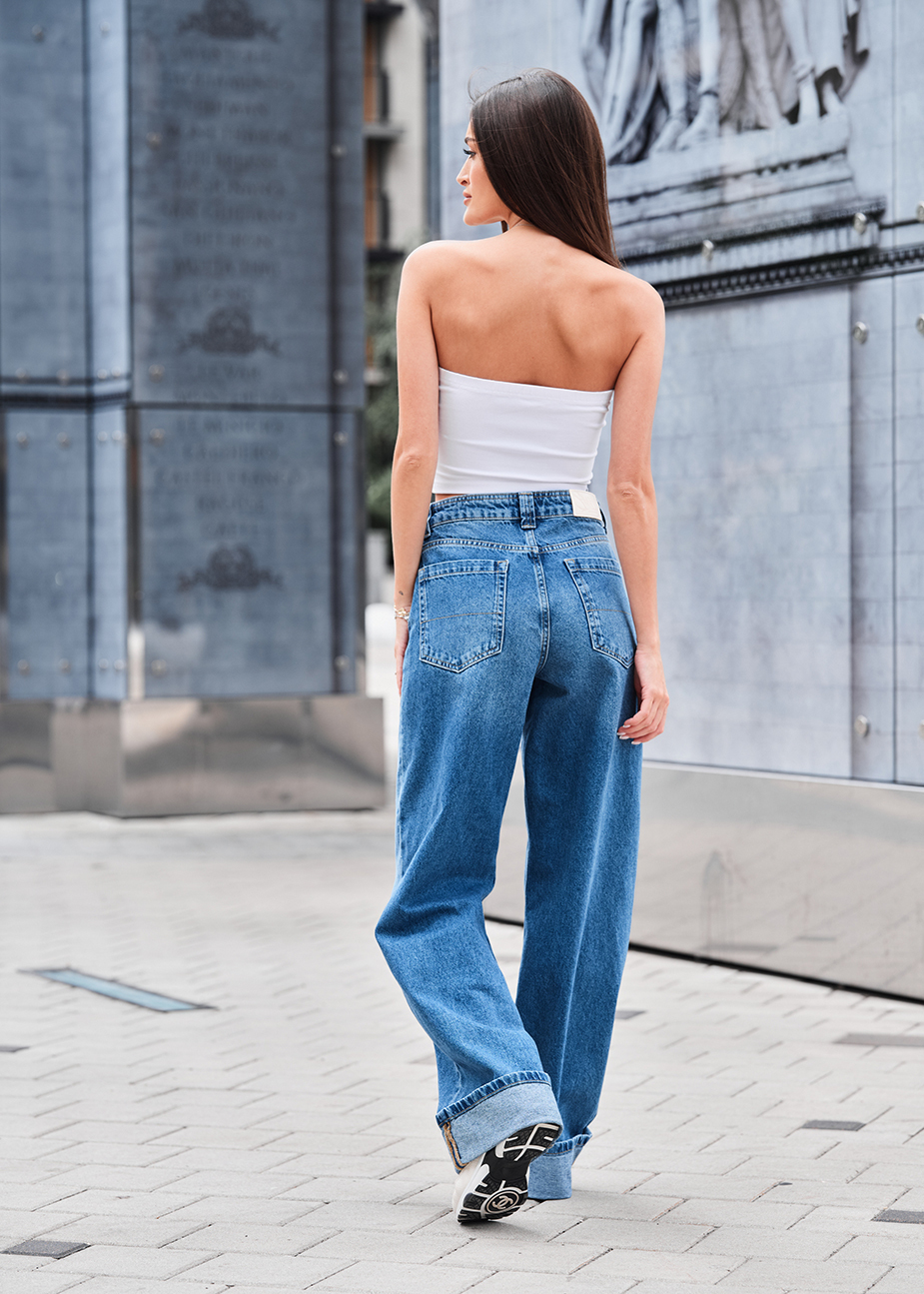 Blugi de damă Staff wide-leg blue
