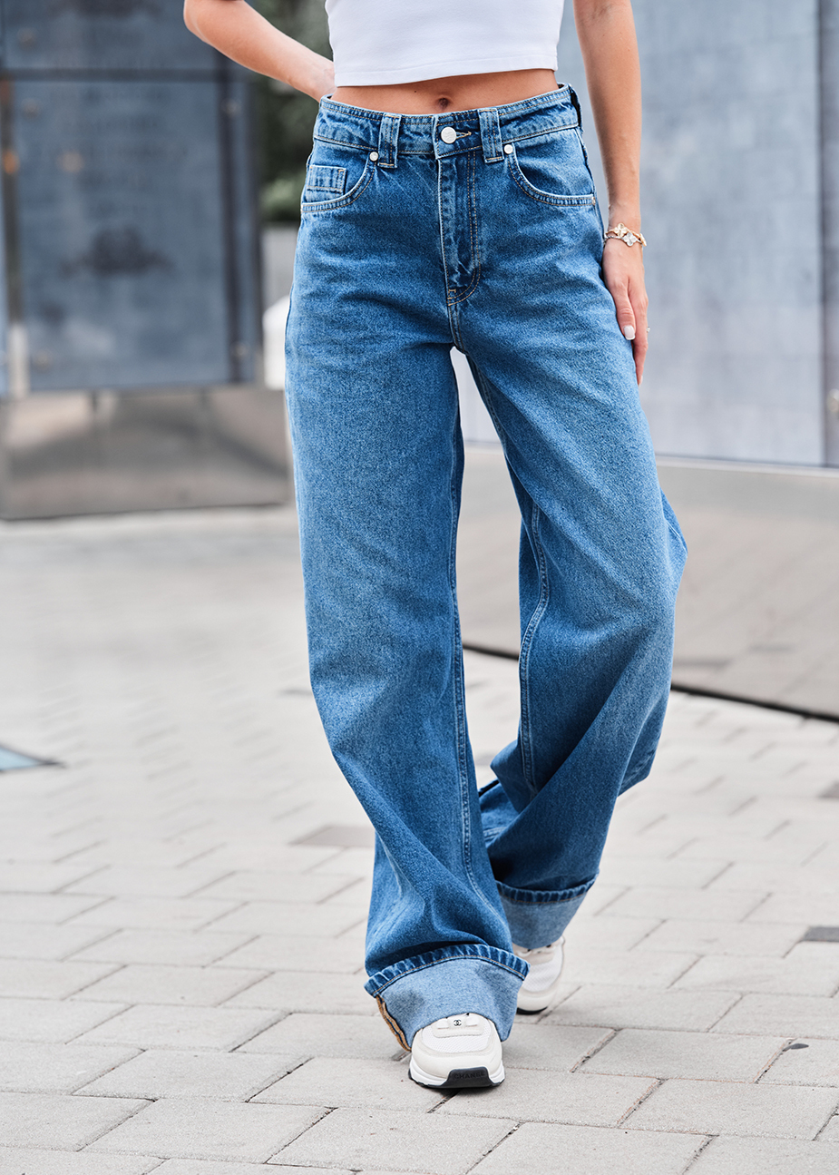 Blugi de damă Staff wide-leg blue