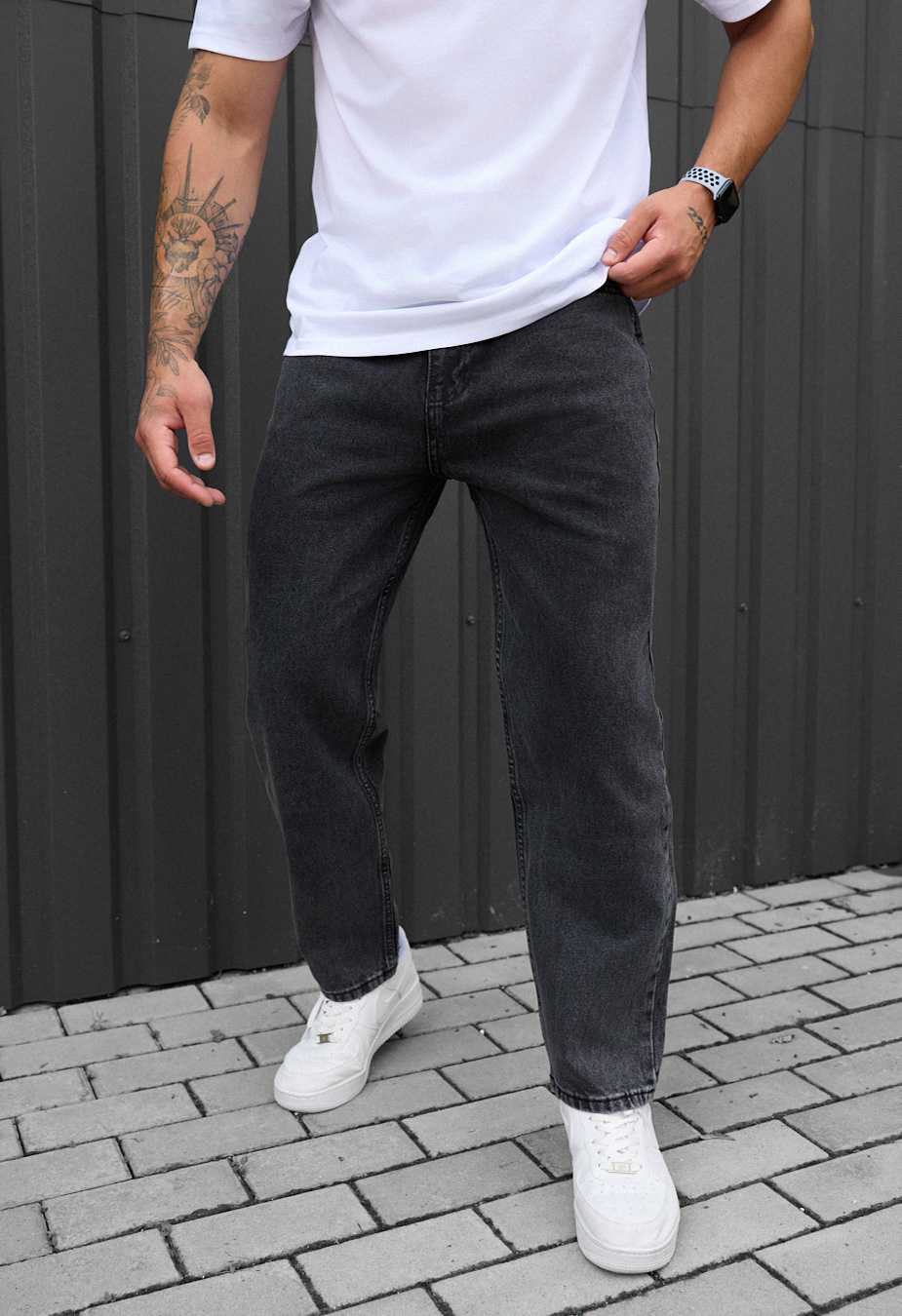 Blugi Staff 923 dark gray regular mom