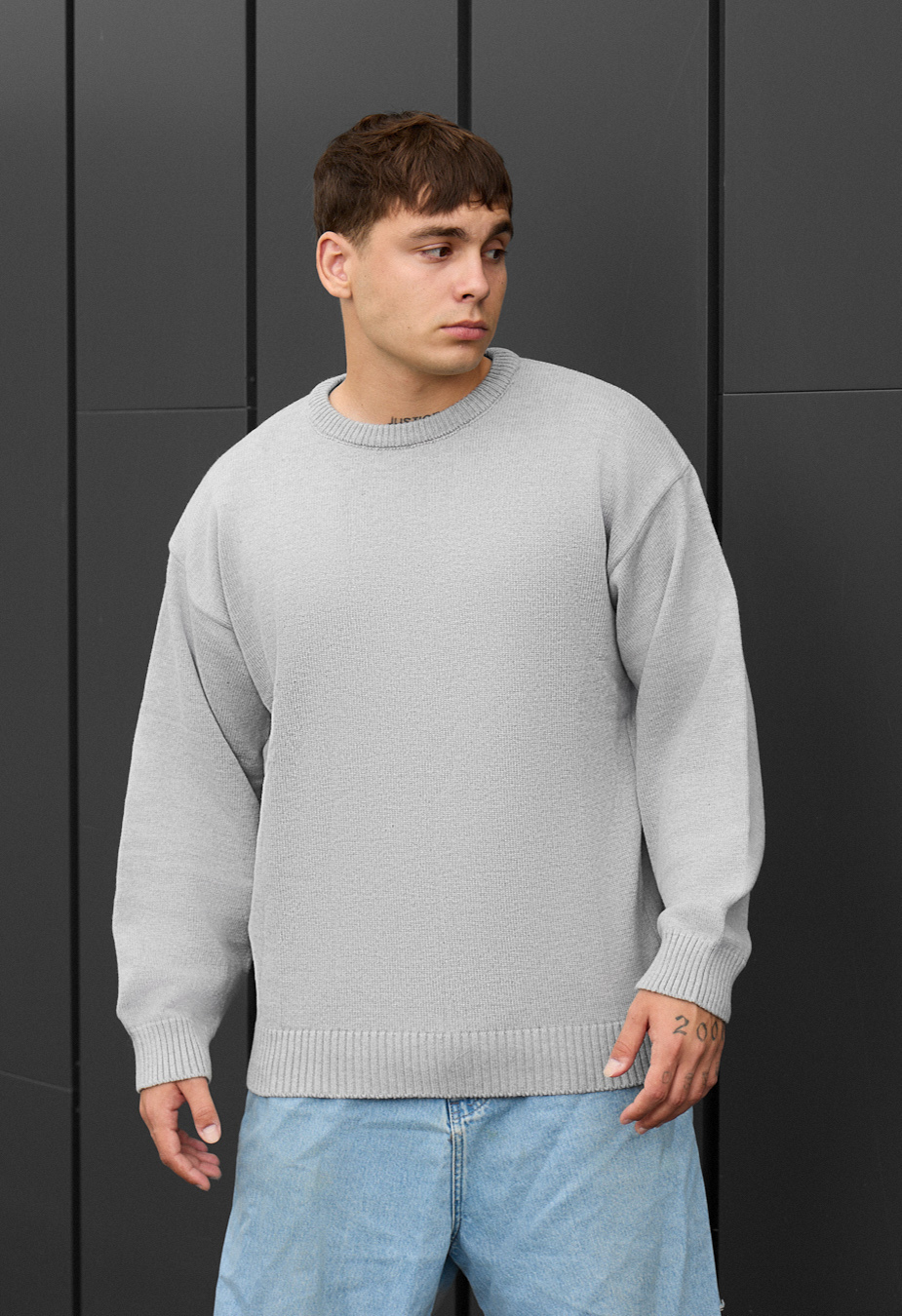 Pulover tricotat Staff 102 light gray