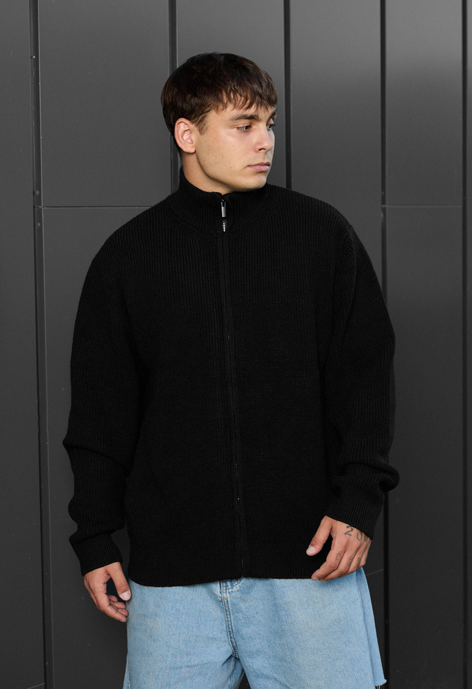 Pulover tricotat Staff 99 black oversize.