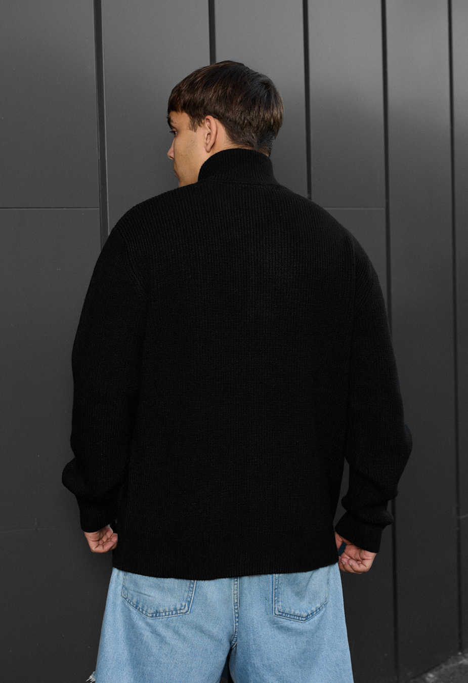 Pulover tricotat Staff 99 black oversize.