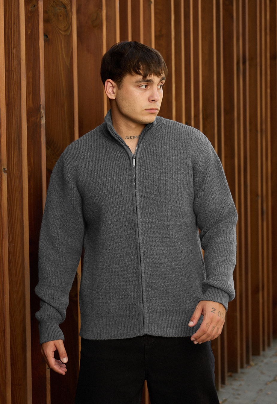 Pulover tricotat Staff 99 gray oversize