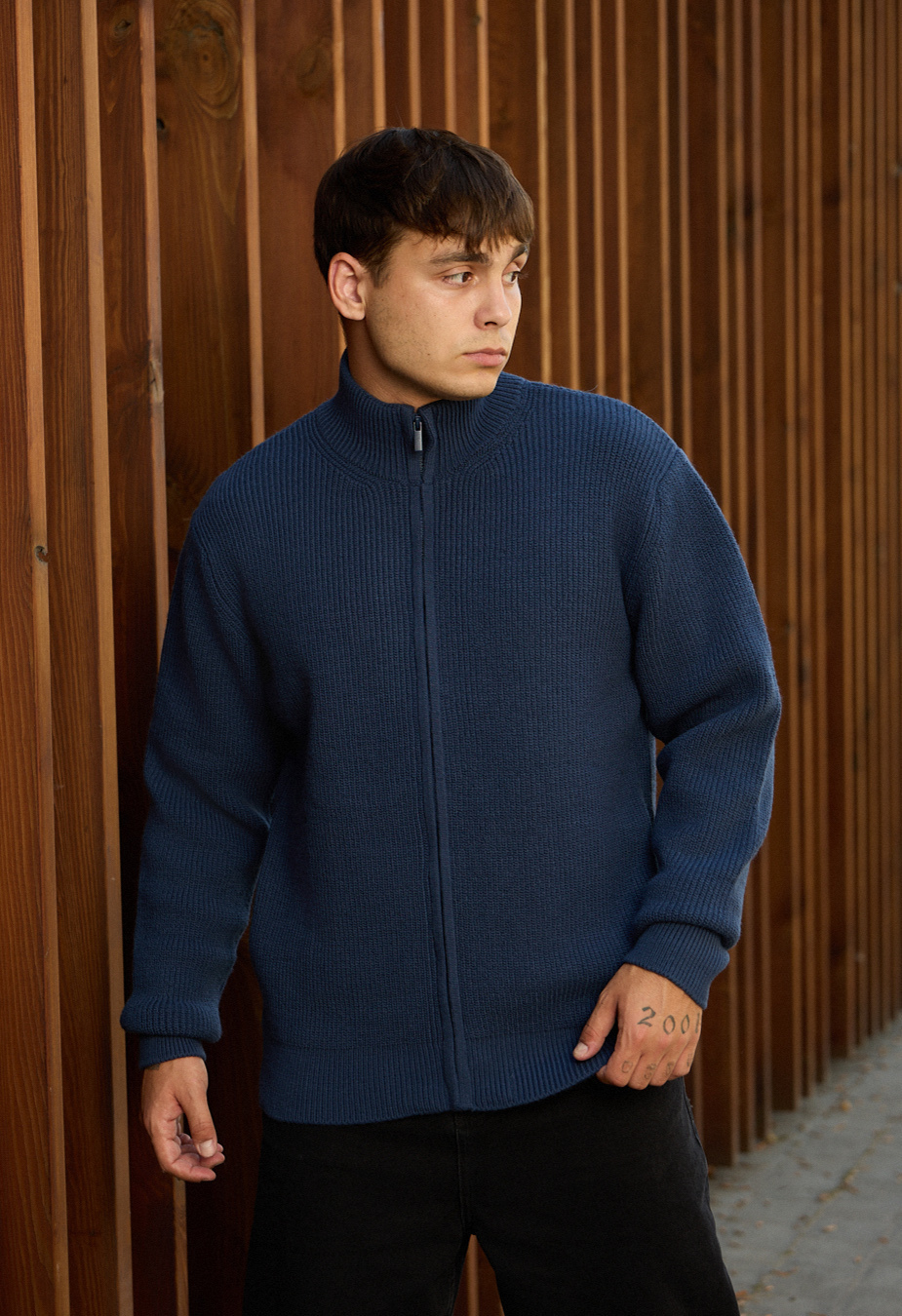 Pulover tricotat Staff 99 navy oversize
