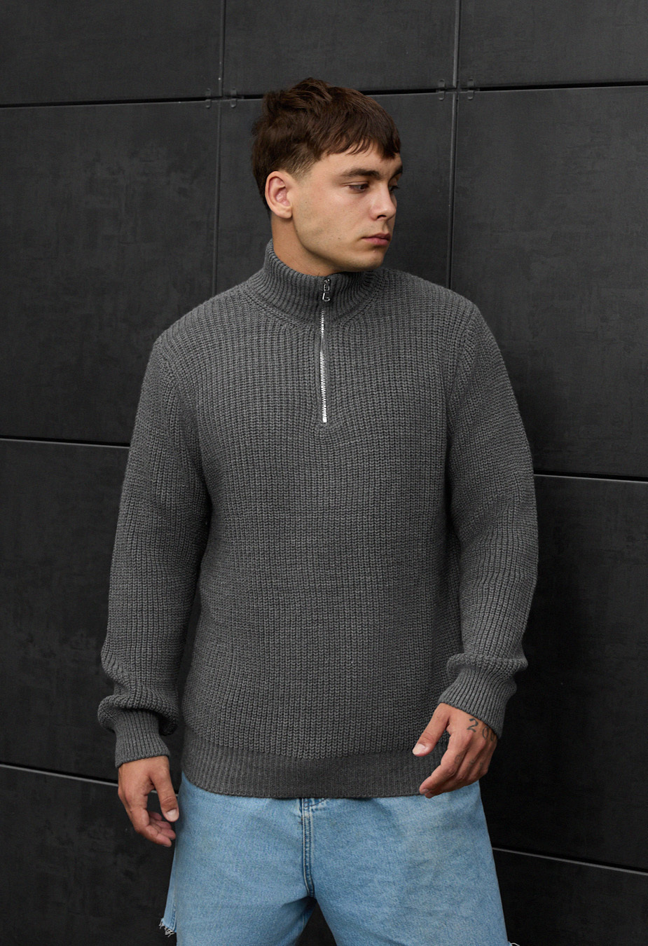 Pulover tricotat Staff 91 gray oversize