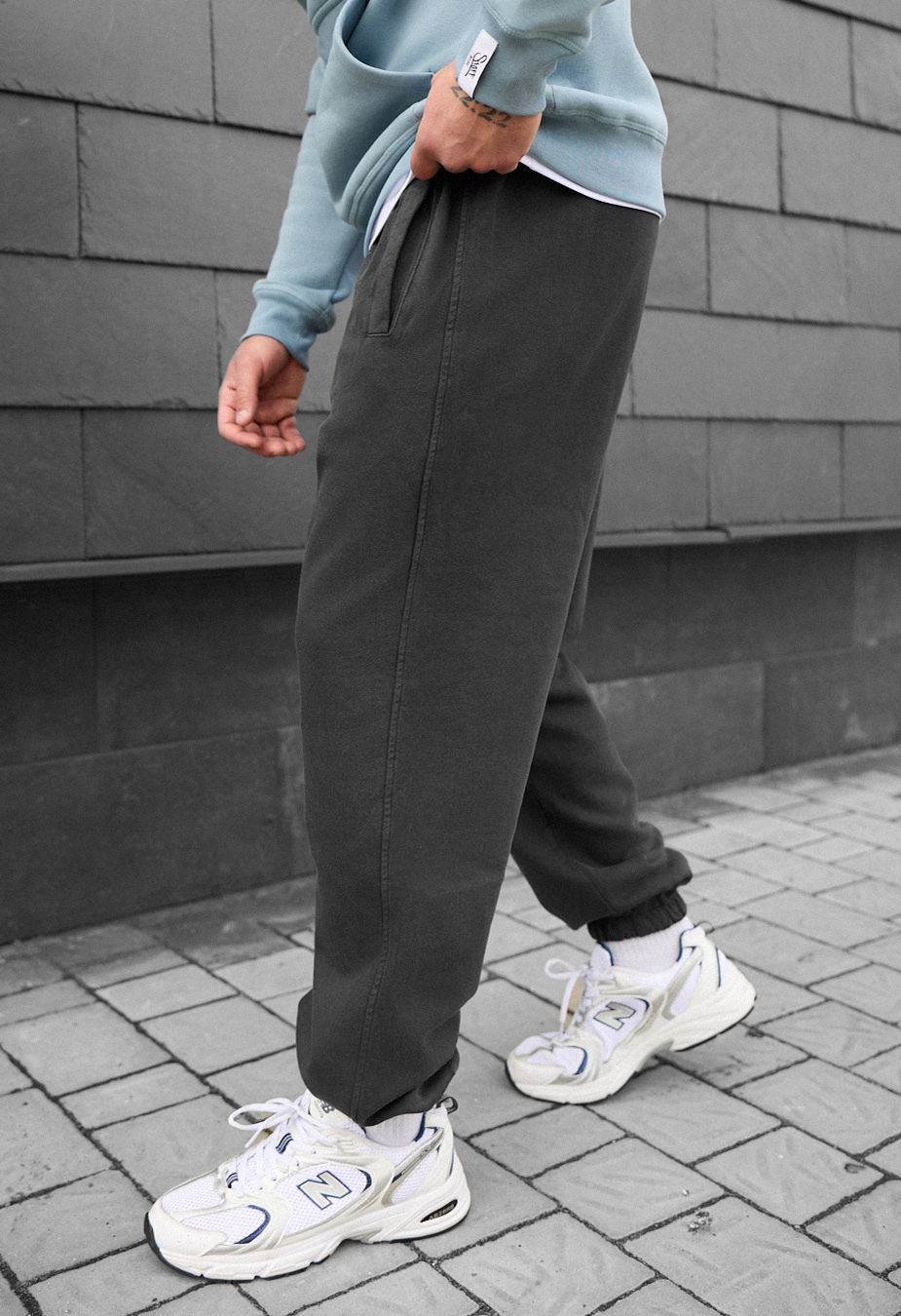 Pantaloni de jogging Staff dio gray2 oversize