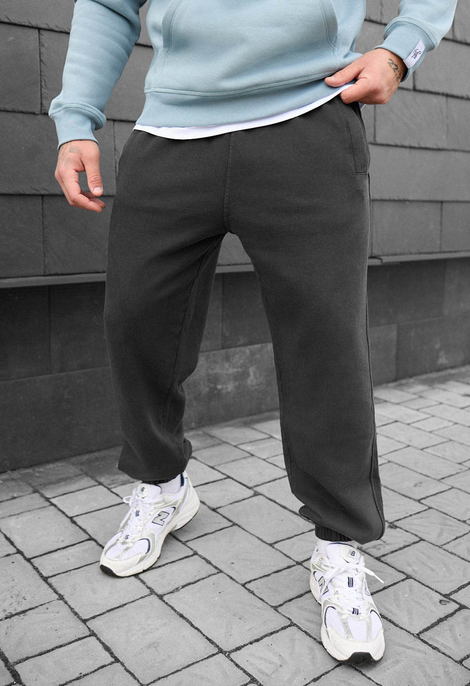 Pantaloni de jogging Staff dio gray2 oversize