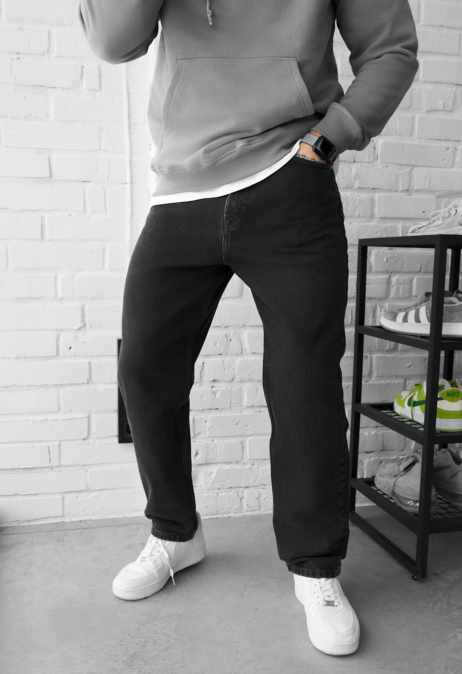 Blugi Staff 19 dark gray wide leg