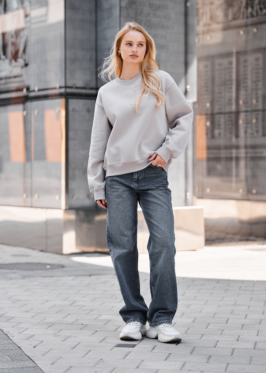 Bluză de trening de damă Staff lay light gray oversize fleece