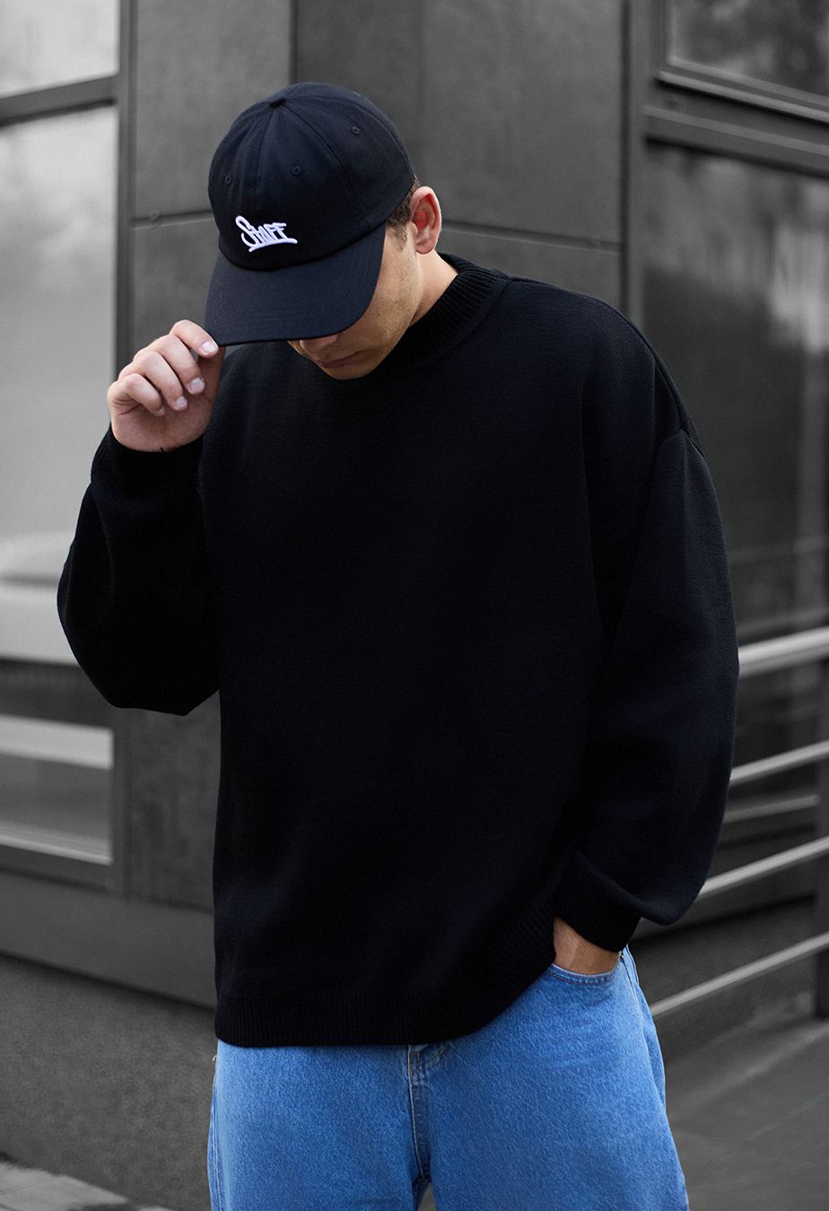 Pulover tricotat Staff all black oversize