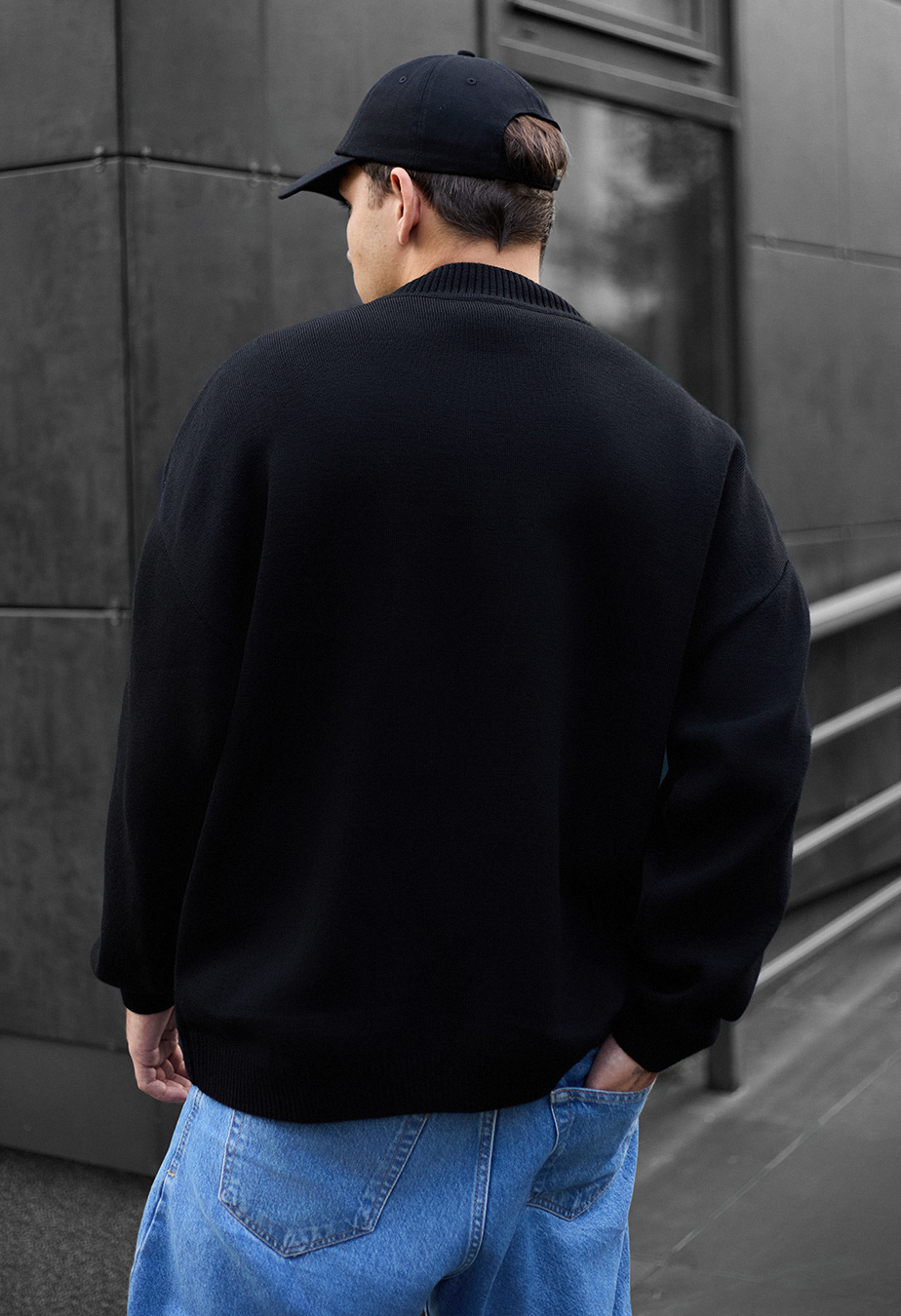 Pulover tricotat Staff all black oversize