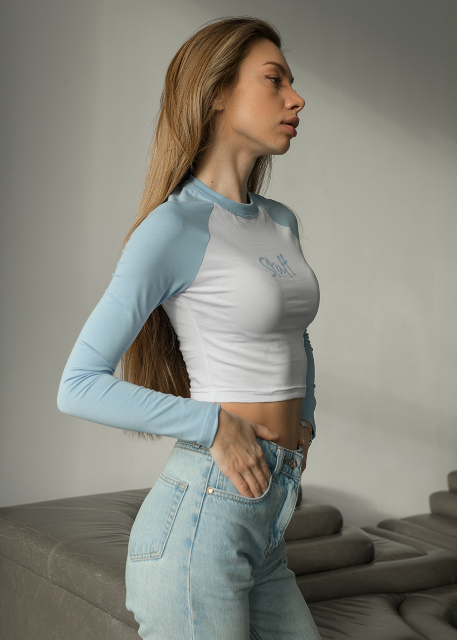 Top damă Staff flo logo blue