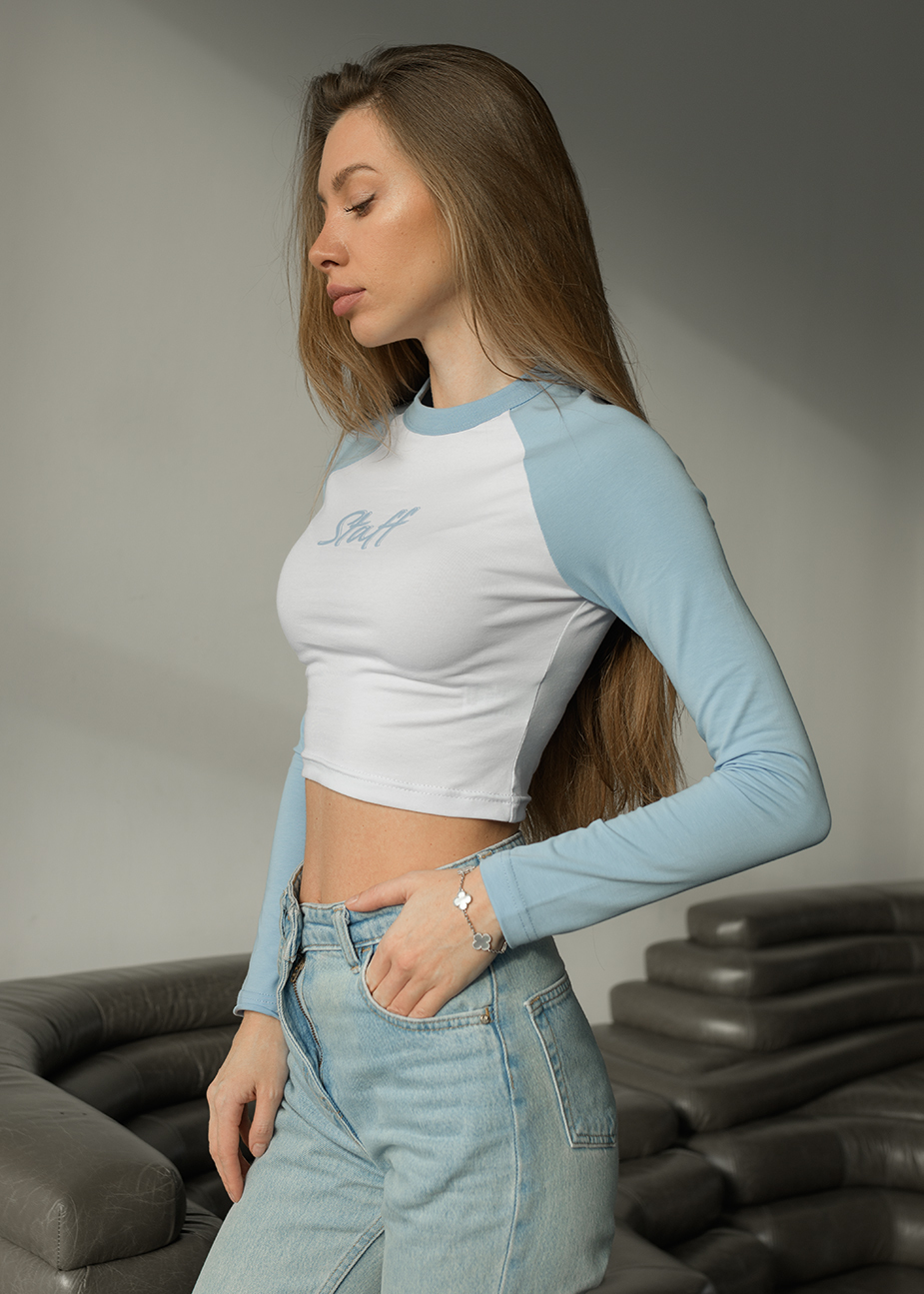 Top damă Staff flo logo blue