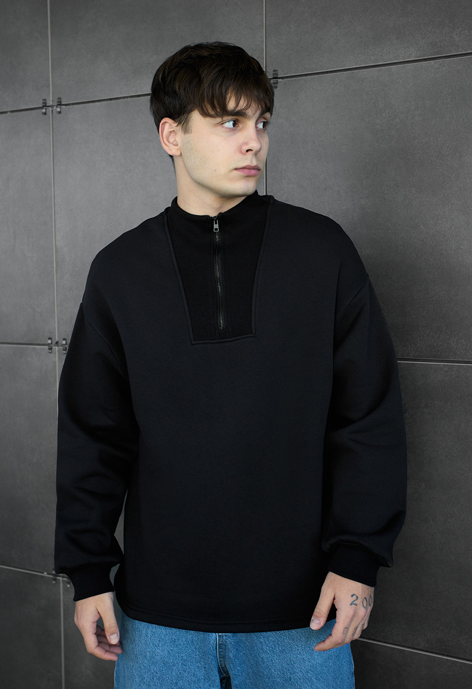 Bluză de trening Staff black2 zip oversize fleece