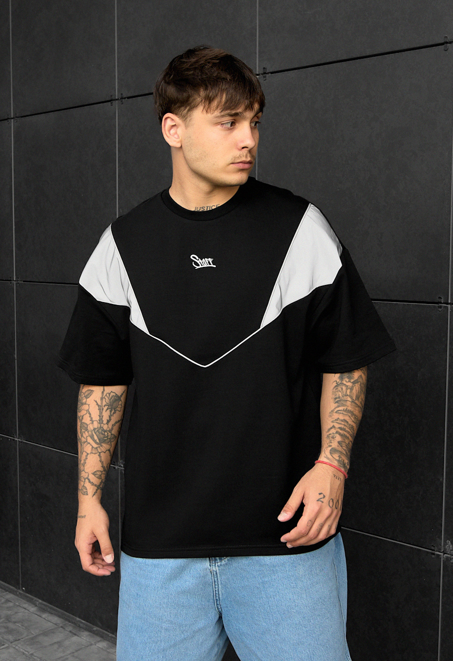 Tricou Staff reflective logo oversize