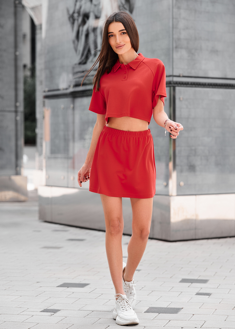 Set polo + fustă de vară de damă Staff red