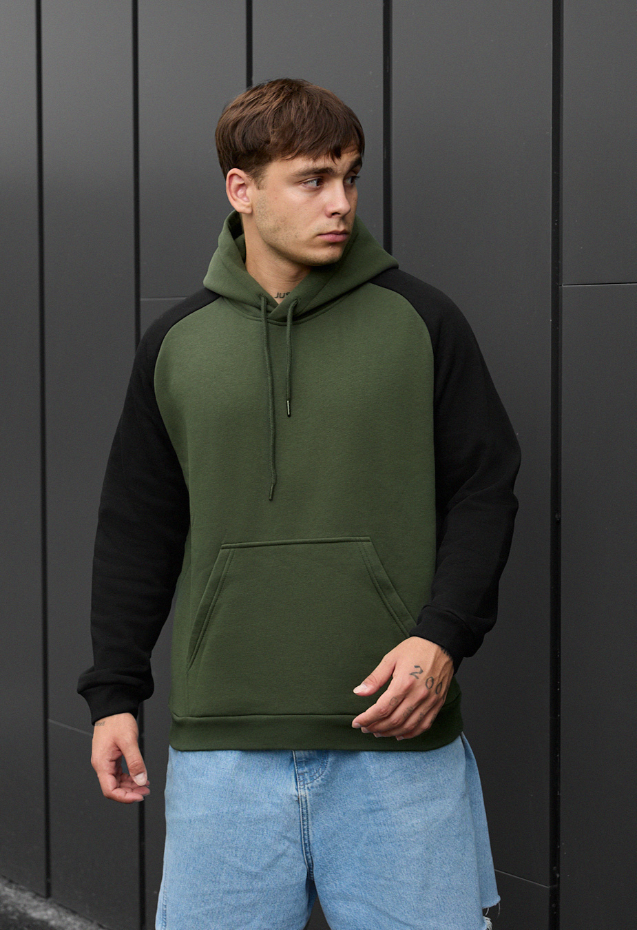 Hanorac Staff khaki & black oversize fleece