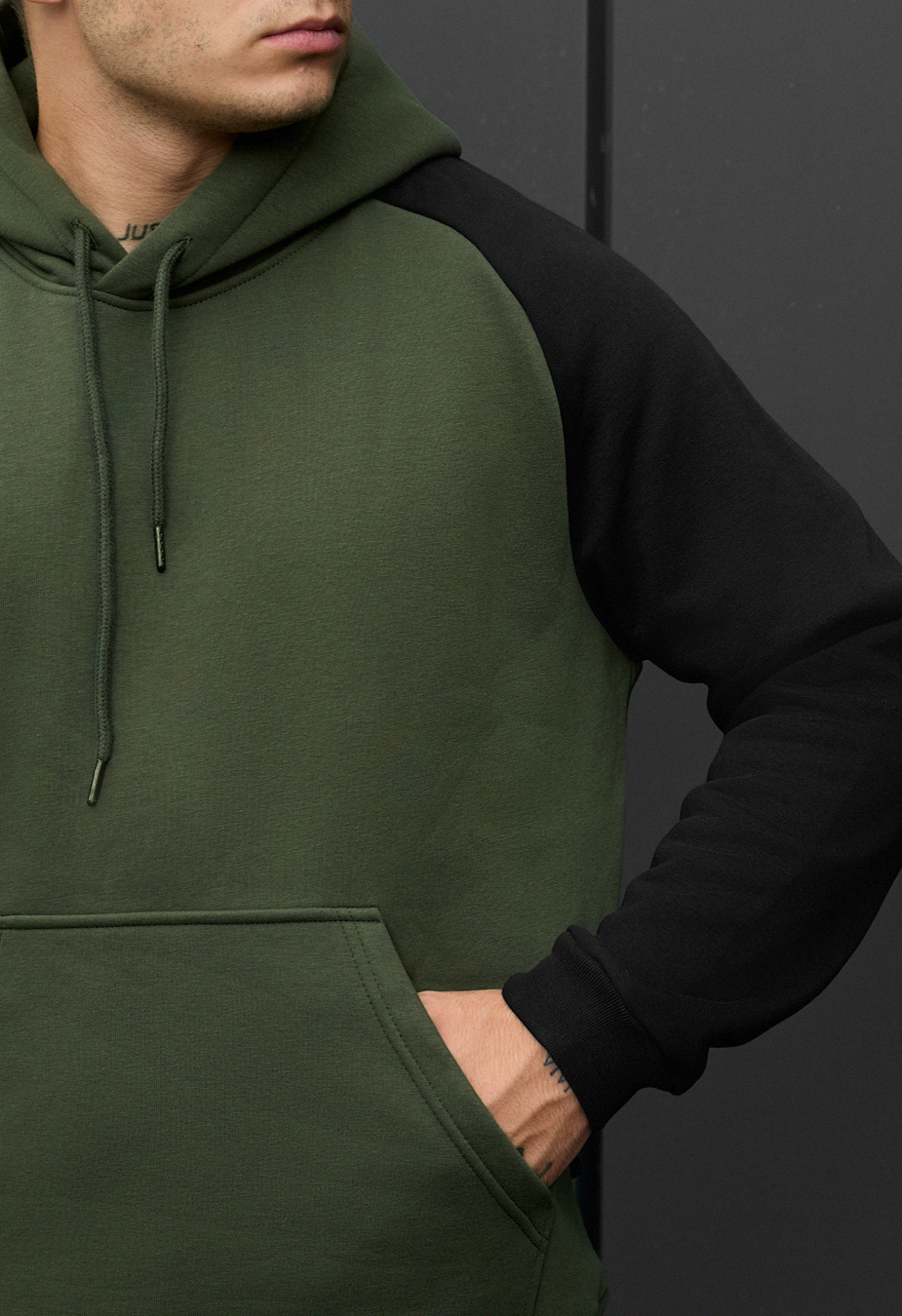 Hanorac Staff khaki & black oversize fleece