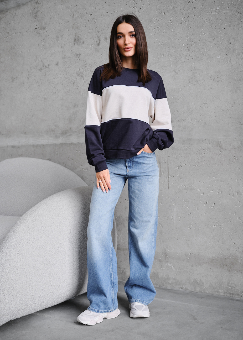 Bluză de trening de damă Staff of navy & light beige oversize