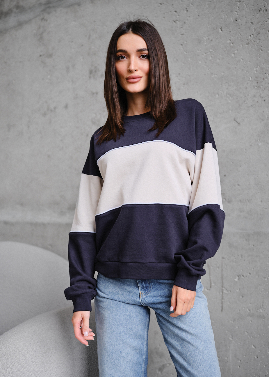 Bluză de trening de damă Staff of navy & light beige oversize