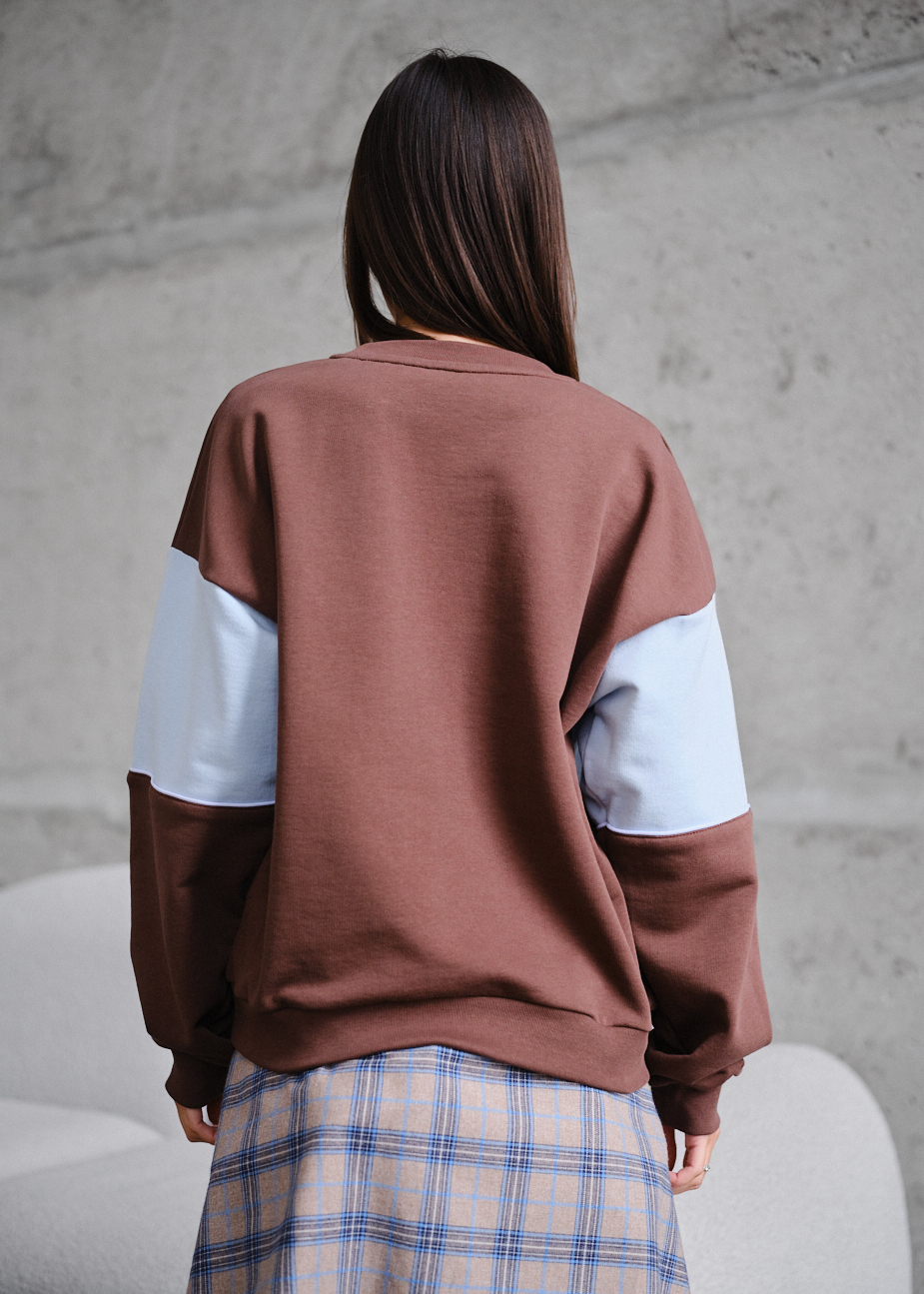 Bluză de trening de damă Staff of brown & light blue oversize