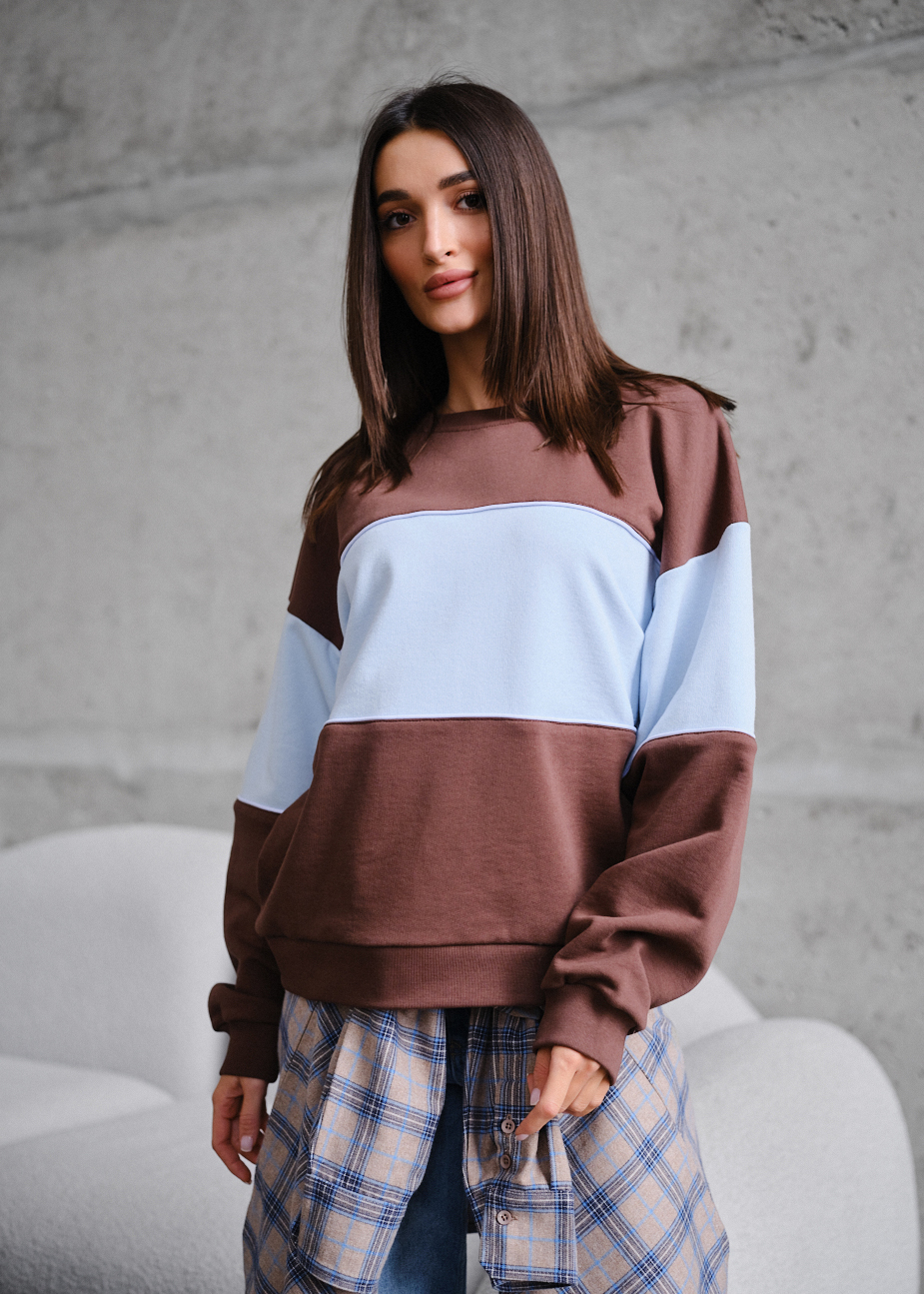 Bluză de trening de damă Staff of brown & light blue oversize