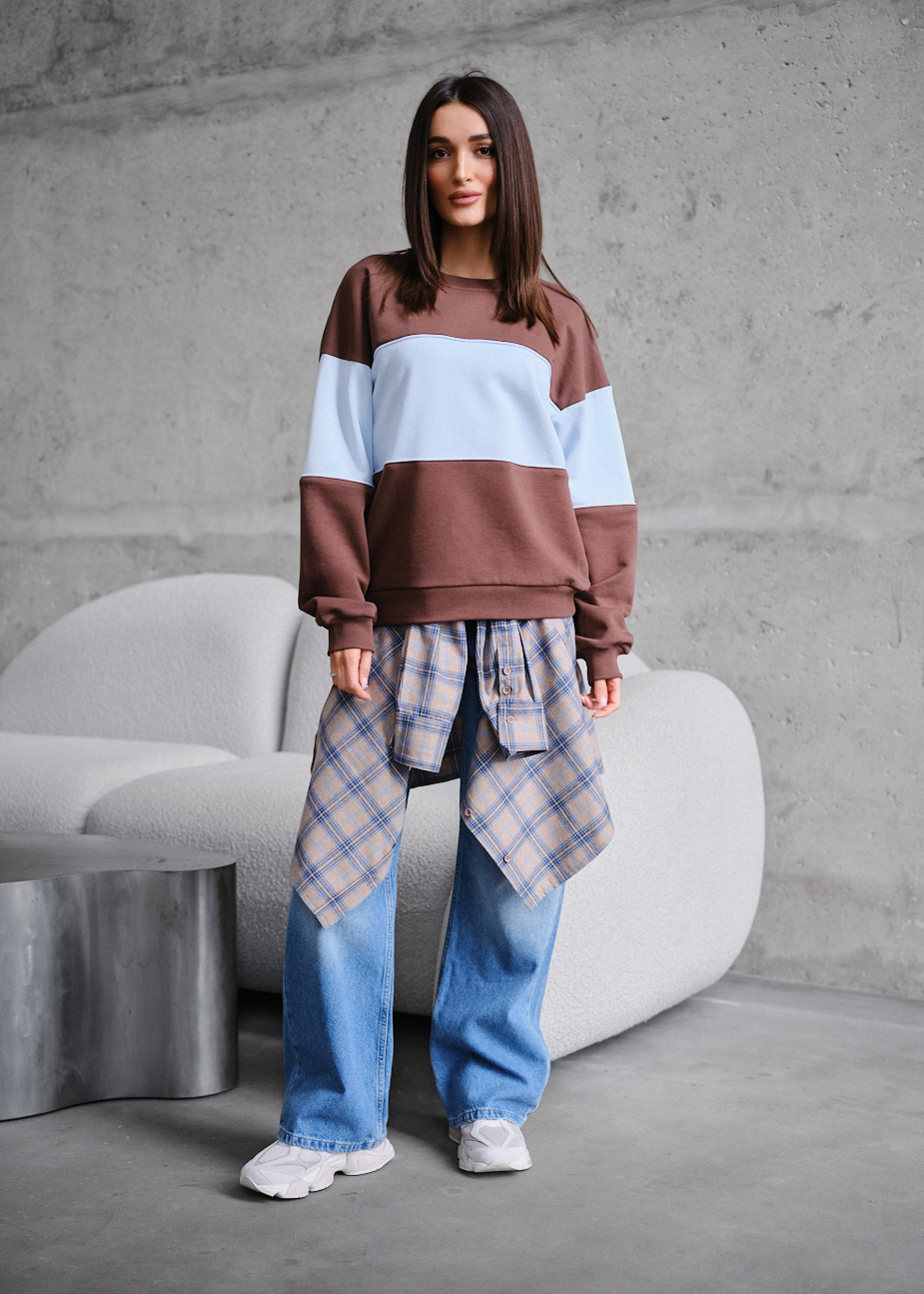 Bluză de trening de damă Staff of brown & light blue oversize