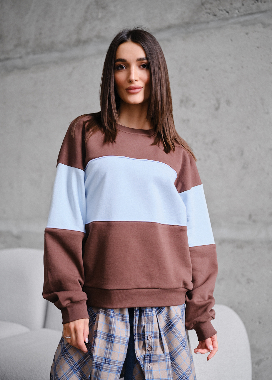 Bluză de trening de damă Staff of brown & light blue oversize