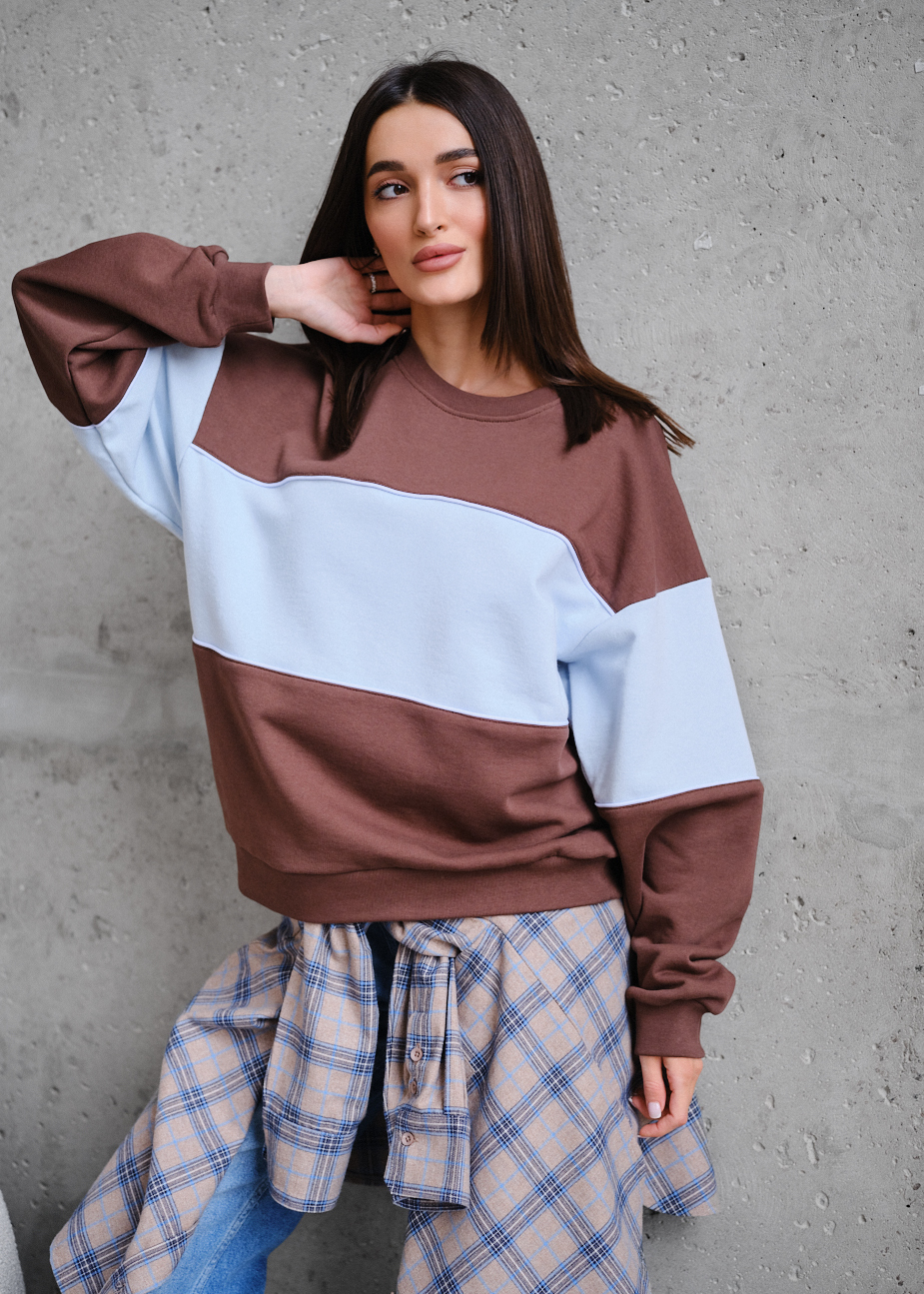 Bluză de trening de damă Staff of brown & light blue oversize