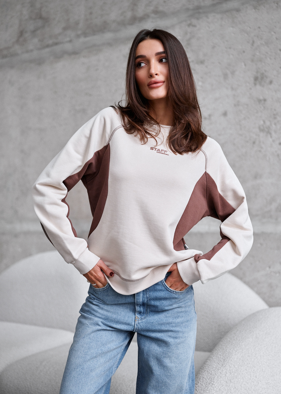 Bluză de trening de damă Staff ya logo light beige & brown