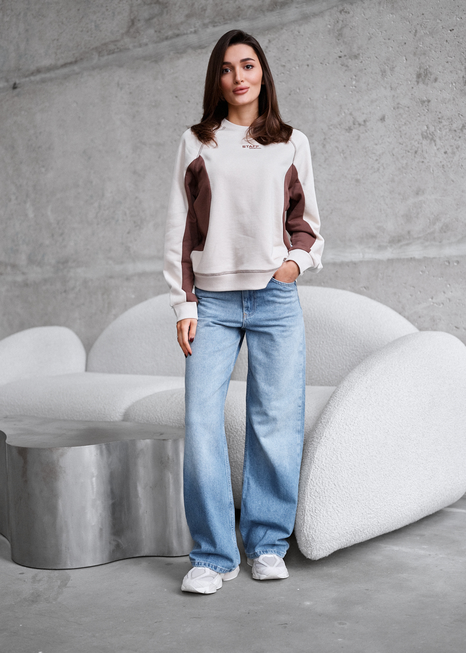 Bluză de trening de damă Staff ya logo light beige & brown
