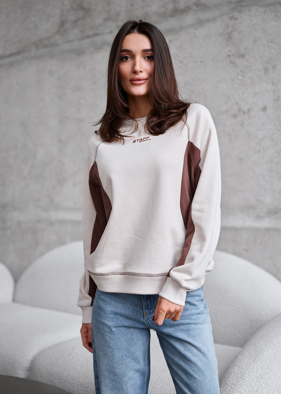 Bluză de trening de damă Staff ya logo light beige & brown