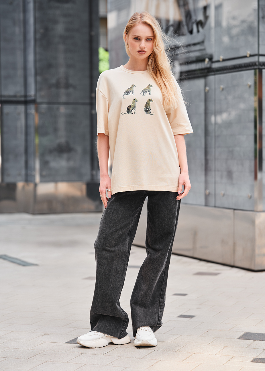 Tricou de damă Staff leopard oversize