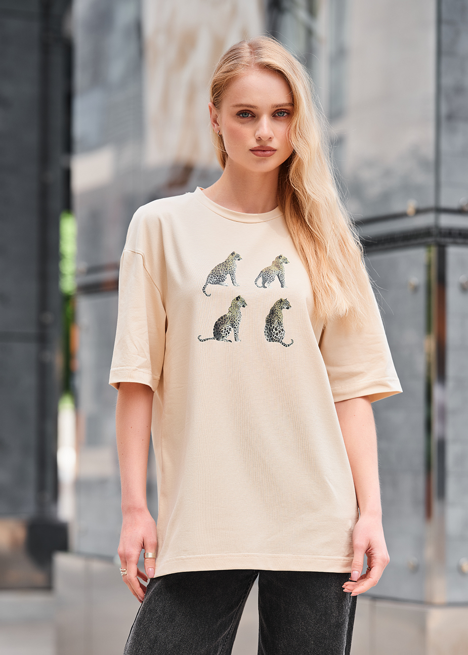 Tricou de damă Staff leopard oversize