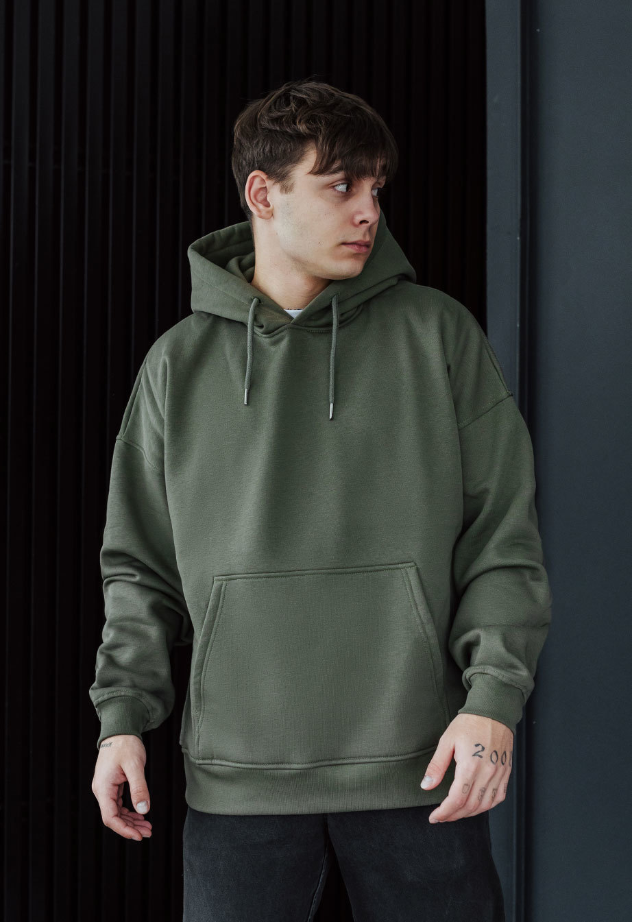 Hanorac Staff dark khaki basic oversize fleece