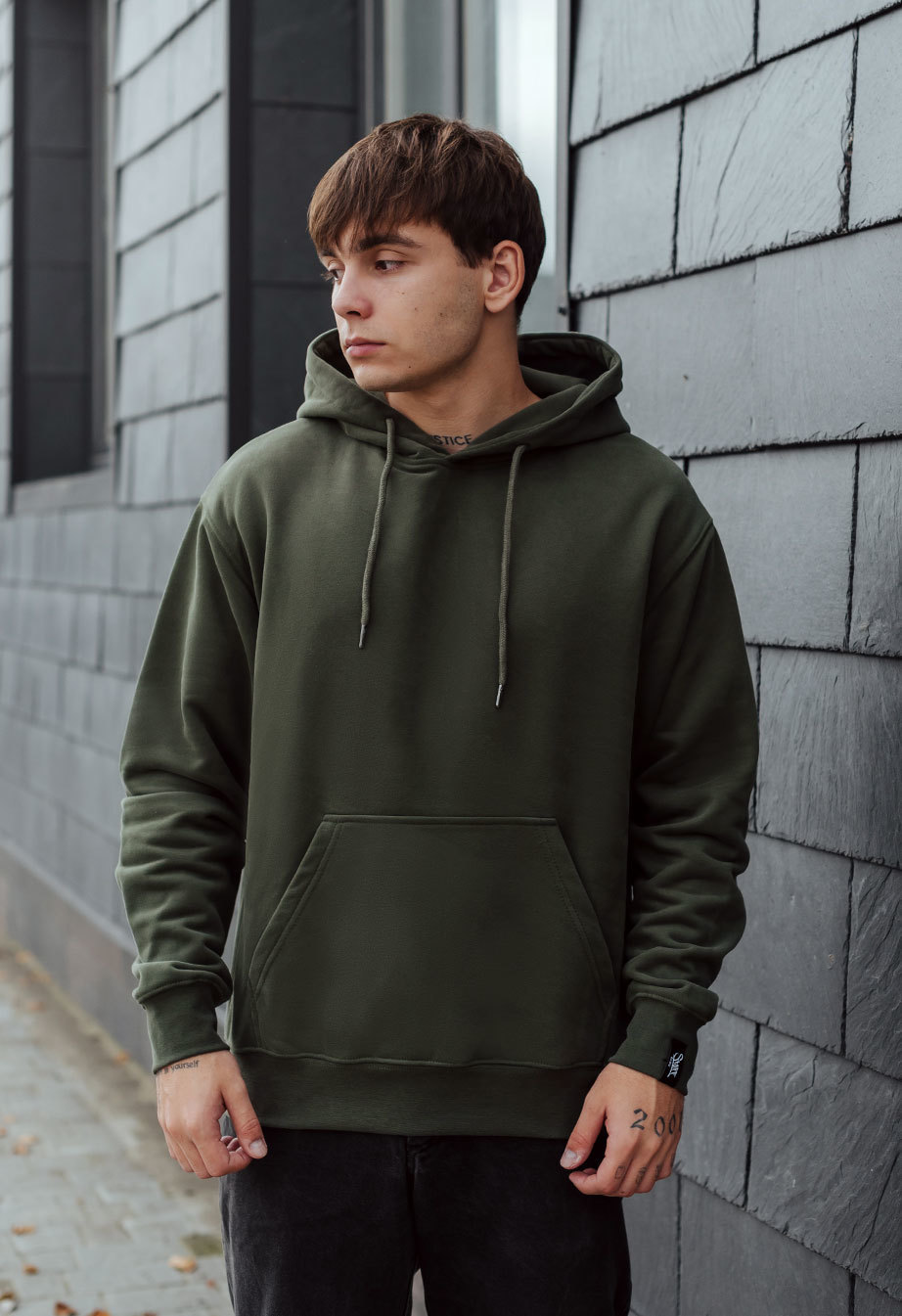 Hanorac Staff khaki basic oversize fleece