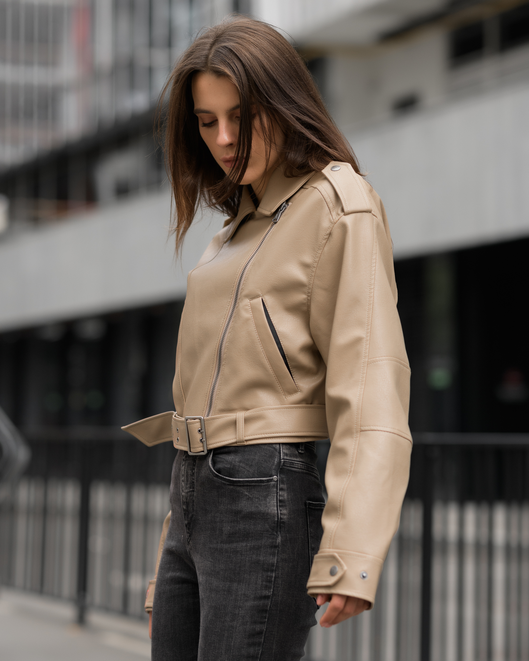 Geacă de piele de damă Staff do light brown