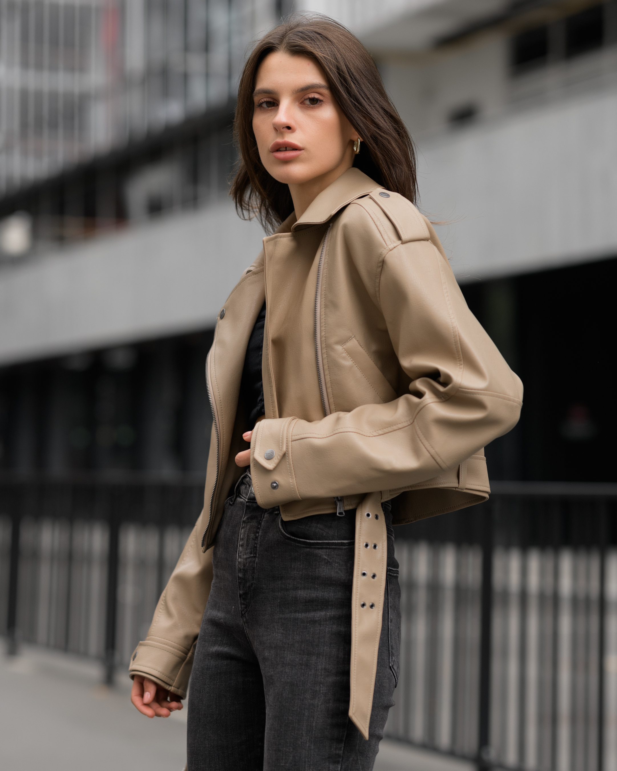 Geacă de piele de damă Staff do light brown