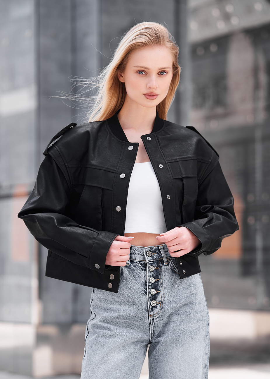 Geacă de piele de damă Staff sno black