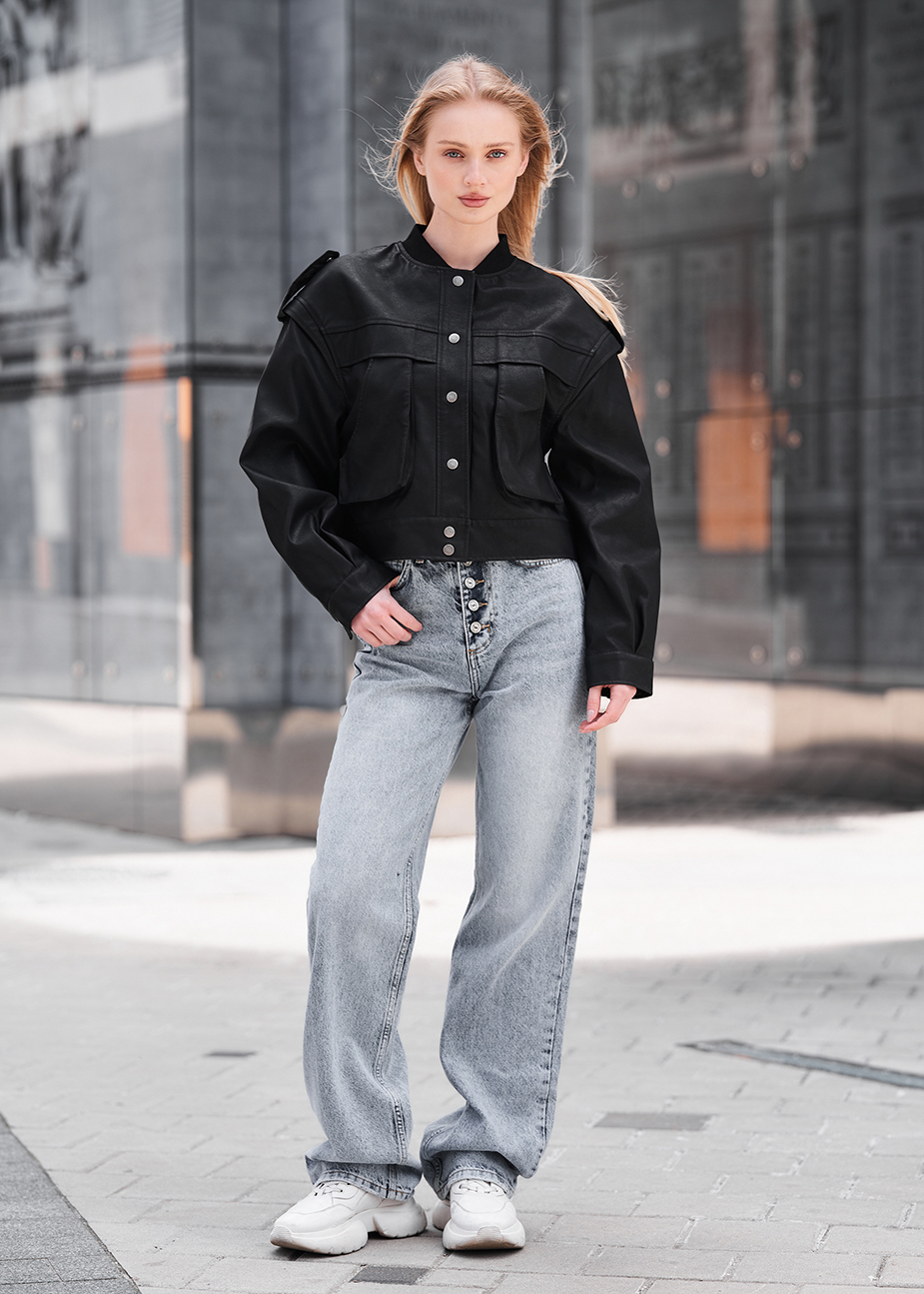 Geacă de piele de damă Staff sno black