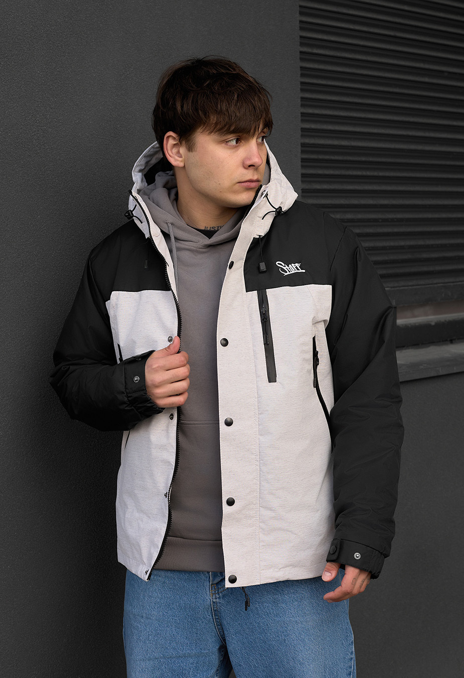 Geacă demi-sezon Staff tul light gray melange & black